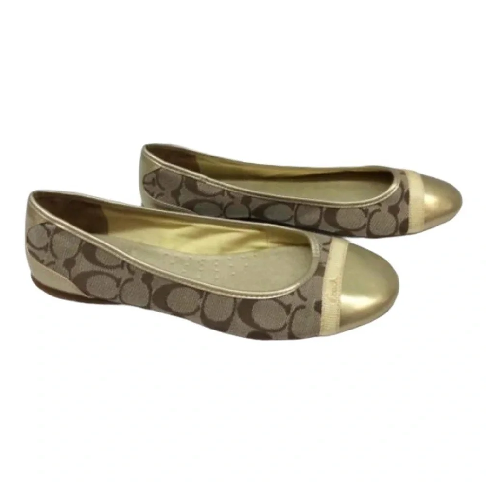 Coach Gold Cecile Ballerina Flats Size 9.5 - Picture 3 of 6
